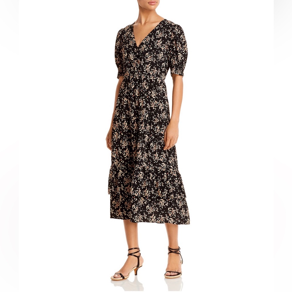 ba&sh Black Floral Midi Dress - Size 1
